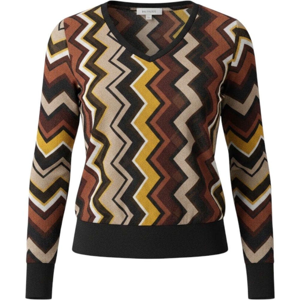 Missoni for Target 20th Anniversary Zigzag Sheer Blouse Brown Mustard Small